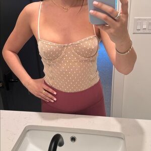 White polkadot body suit